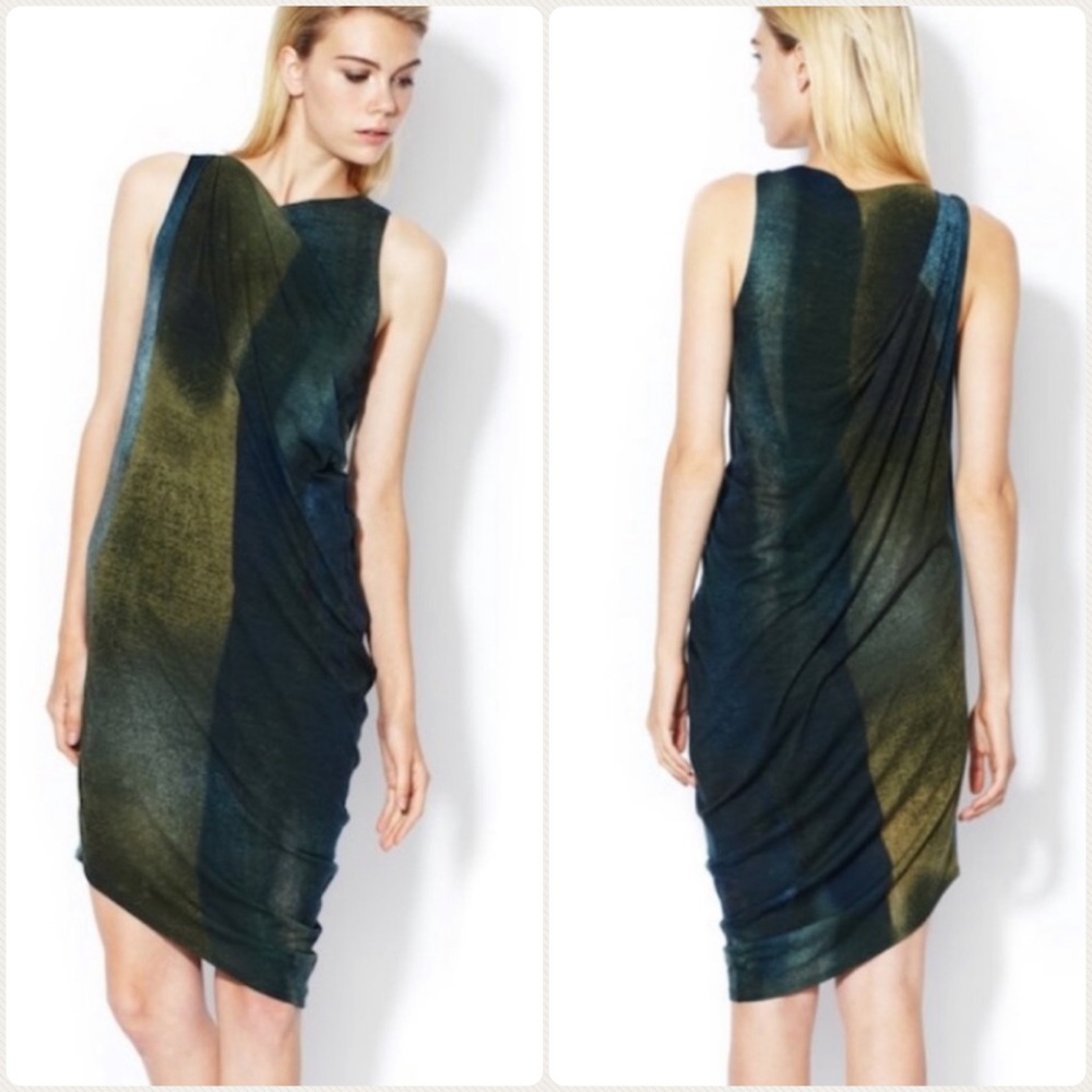 Helmut Lang Column print draped dress